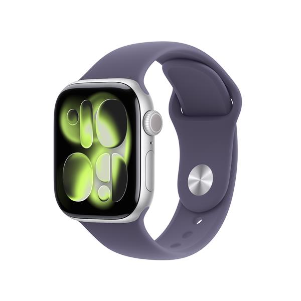 Apple Watch Series 11 GPS + Cellular 42mm Cassa Alluminio Argento con Sport Band Viola Nebbia - M/L, OLED, Touch screen, 64 GB, Wi-Fi, GPS (satellitare), 29,7 g
