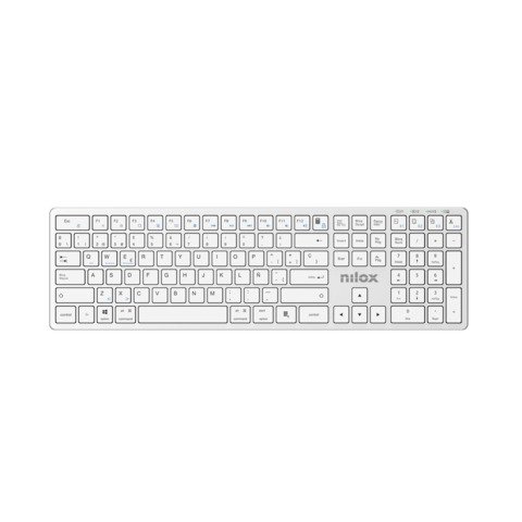 NILOX KEYBOARD TASTIERA ALLUMINIO DUAL WIRELESS + BLUETOOTH BATTERIA INTEGRATA LAYOUT ITALIANO 105 TASTI ARGENTO