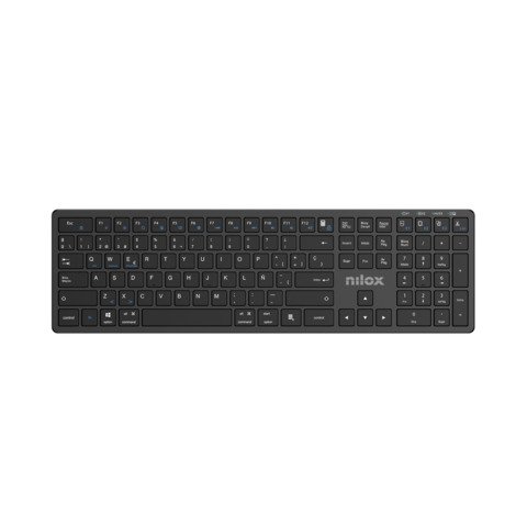 NILOX KEYBOARD TASTIERA ALLUMINIO DUAL WIRELESS + BLUETOOTH BATTERIA INTEGRATA LAYOUT ITALIANO 105 TASTI NERO