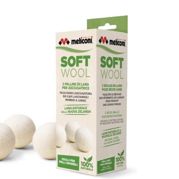 MELICONI SOFT WOOL PALLINE DI LANA PER ASCIUGATRICE CONF 3 Pz.