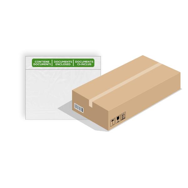 Busta adesiva Speedy Doc - con stampa "contiene documenti" - C5 (23 x 16,5 cm) - LDPE- trasparente - Favorit - conf. 1000 pezzi