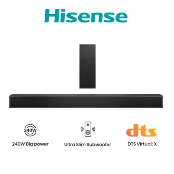 Hisense HS2100, 2.1 canali, 240 W, DTS Virtual:X, Dolby Digital, Dolby Digital Plus, Film, MUSICA, TV, 120 W, 120 W