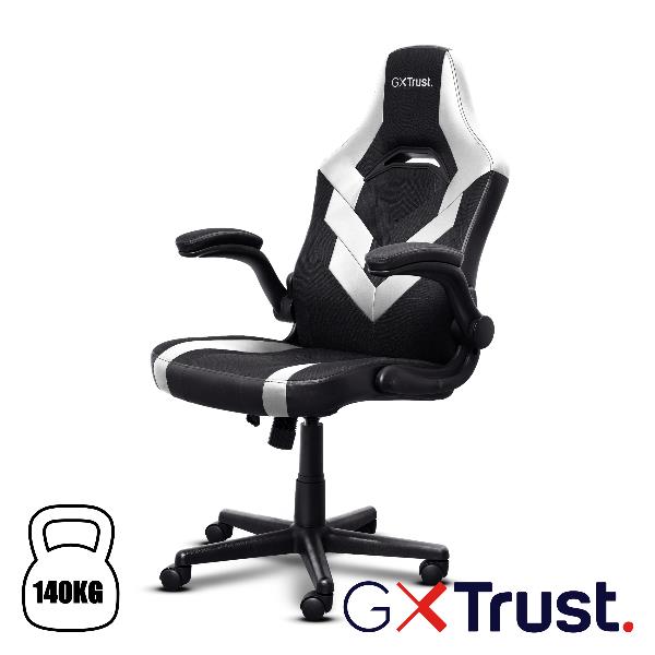 TRUST GXT703 RIYE GAMING CHAIR SEDIA GAMING CON BRACCIOLI RIBALTABILI MAX 150 KG BIANCO/NERO