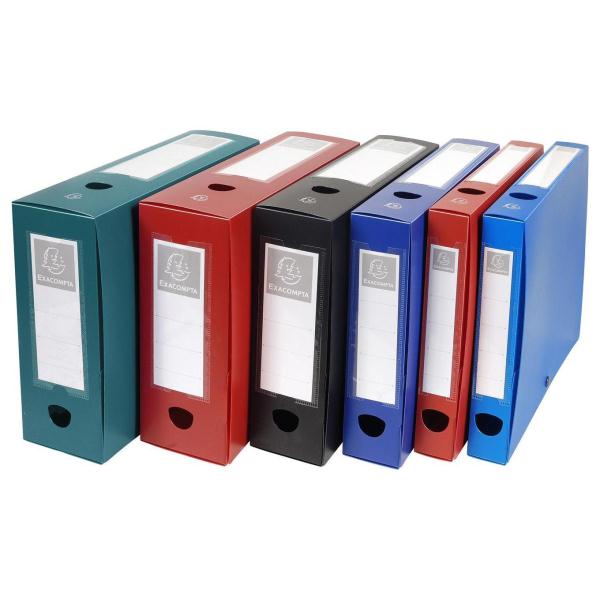 Scatola per archivio box - con bottone - 25 x 33 cm - dorso 10 cm - blu - Exacompta
