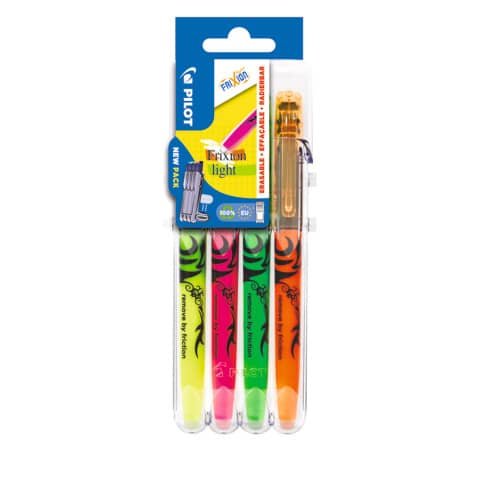 PILOT FRIXION LIGHT SET2GO EVIDENZIATORE CANCALLBILE TRATTO 3.3mm COLORI ASSORTITI CONF 4 Pz.