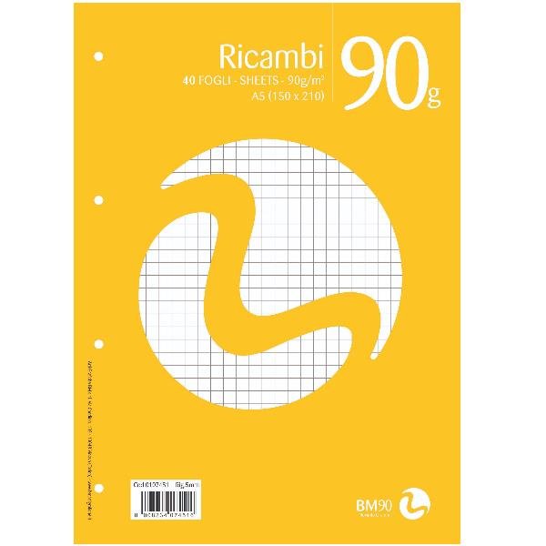 BE MORE RICAMBI NON RINF. A5 90GR R. 5MM