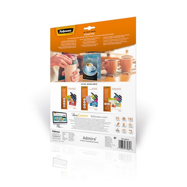Pouches Admire Easyfold - A4 - cordonate - Fellowes - scatola 25 pezzi