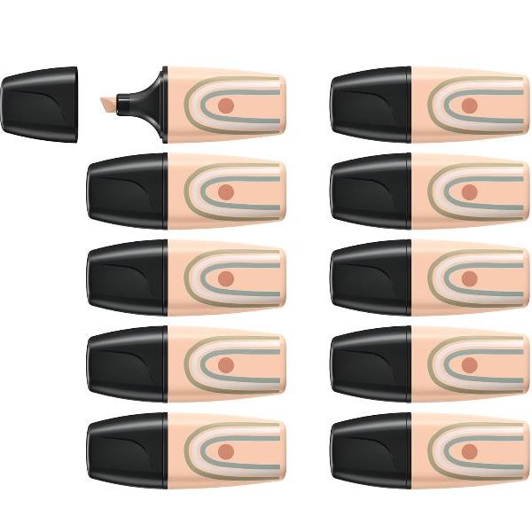STABILO BOSS ORIGINAL MINI NATURE VIBES EVIDENZIATORE PUNTA A SCALPELLO 2/5 mm BEIGE CONF 10 Pz.