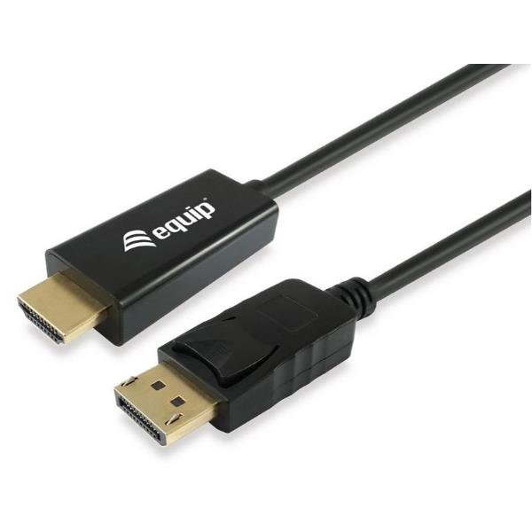 EQUIP CAVO ADATTATORE DA DISPLAYPORT AD HDMI 4K 30Hz 10,2 Gbps CONNETTORI PLACCATI IN ORO MASCHIO/MASCHIO 3 MT NERO