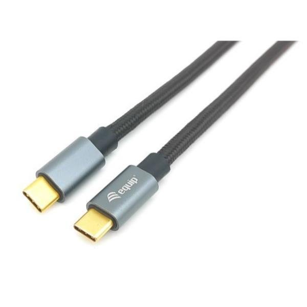 EQUIP CAVO DATI/RICARICA USB-C 3.2 Gen 2 IN TESSUTO MASCHIO/MASCHIO PD 100 W 4K/60Hz, 10Gbps 1 MT GRIGIO/NERO