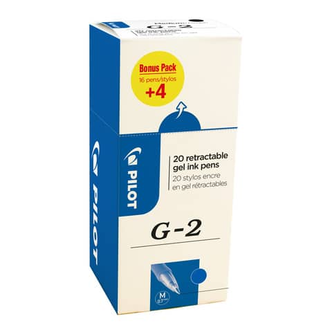 Roller gel a scatto G 2 - punta 0,7mm - blu - Pilot - conf. 16 + 4 pezzi