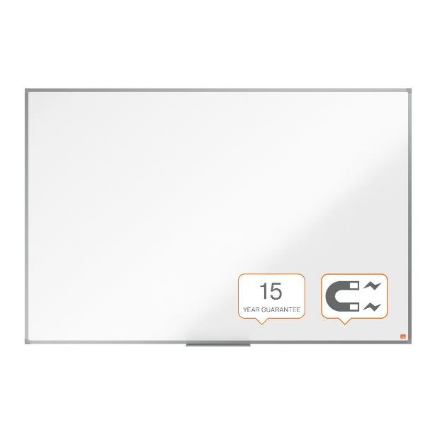 Nobo Basic - Lavagna bianca - montabile a parete - 1500 x 1000 mm - acciaio - magnetica - bianco - cornice in alluminio