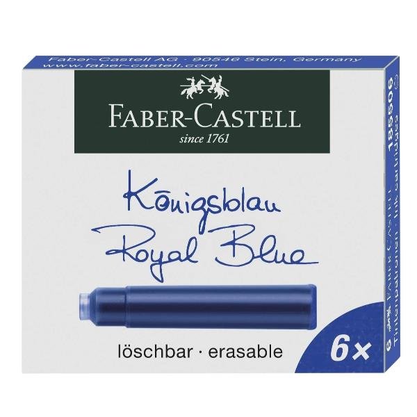 Faber-Castell - Cartuccia inchiostro - non permanente - blu reale (pacchetto di 6)