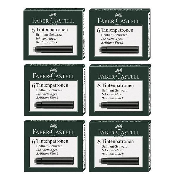 Faber-Castell - Cartuccia inchiostro - permanente - nero brillante - pacco da 6