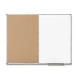 Nobo Elipse Classic - Pannello combinato: lavagna bianca, bacheca - montabile a parete - 900 x 600 mm - sughero, acciaio - bianco, quercia