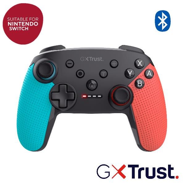 TRUST GXT1246B MUTA NINTENDO SWITCH CONTROLLER WIRELESS RICARICABILE CON COMANDI MOVIMENTO E FEEDBACK A VIBRAZIONE NERO/ROSSO/BLU