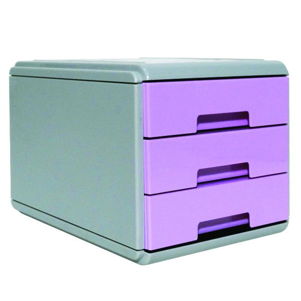 Mini Cassettiera Keep Colour Pastel - 17 x 25,4 x 17,7 cm - grigio/lilla - Arda