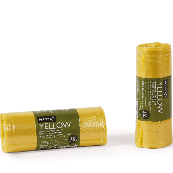 Sacchi rifiuti Classic - 70 x 110 cm - 120 L - 20 micron - giallo - Perfetto - conf. 10 pezzi