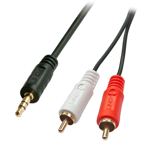 Lindy Premium - Cavo audio - RCA x 2 maschio a mini-phone stereo 3.5 mm maschio - 3 m - nero - stampato