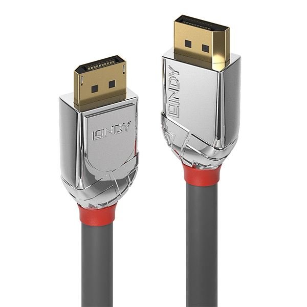 Lindy CROMO - Cavo DisplayPort - DisplayPort (M) a DisplayPort (M) - DisplayPort 1.2 - 1 m - di forma rotonda, supporto 4K - grigio