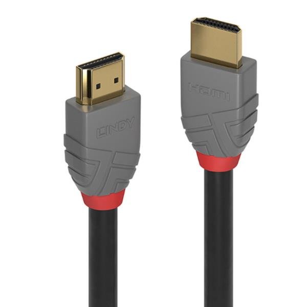 Lindy Anthra Line - Cavo HDMI con Ethernet - HDMI maschio a HDMI maschio - 20 m - tripla schermatura - nero - di forma rotonda, supporto 4K