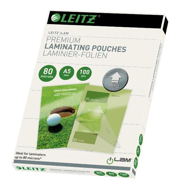 Pouches iLAM UDT - plastificazione a caldo - A5 - 154 x 216 mm - 2 x 80 micron - Leitz - scatola 100 pezzi