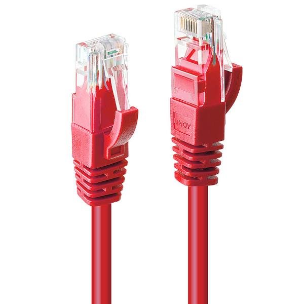 Lindy - Cavo patch - RJ-45 (M) a RJ-45 (M) - 3 m - UTP - CAT 6 - stampato, antiaggrovigliamento, bloccato - rosso