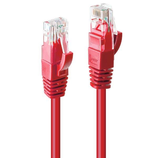 Lindy - Cavo patch - RJ-45 (M) a RJ-45 (M) - 30 cm - UTP - CAT 6 - stampato, antiaggrovigliamento, bloccato - rosso