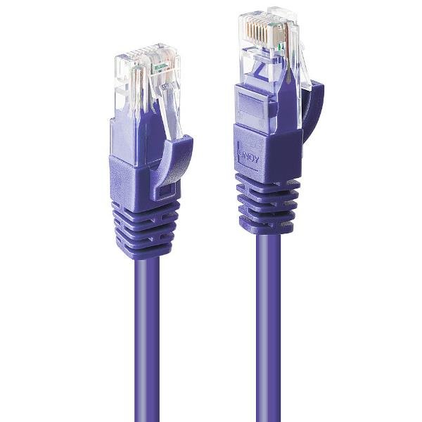 Lindy - Cavo patch - RJ-45 (M) a RJ-45 (M) - 30 cm - UTP - CAT 6 - stampato, antiaggrovigliamento, bloccato - viola