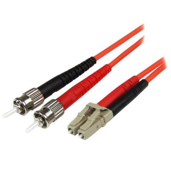StarTech.com Cavo patch duplex in fibra multimodale 50/125 2 m LC - ST (50FIBLCST2) - Cavo patch - ST multi-mode (M) a LC multi-mode (M) - 2 m - fibra ottica - duplex - 50 / 125 micron - OM2 - stampato - arancione - per P/N: MCM1110MMLC