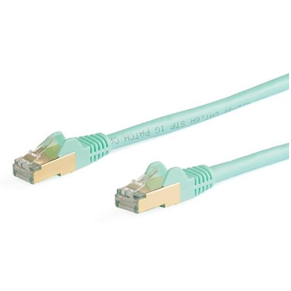 StarTech.com Cavo di rete Ethernet RJ45 CAT6a da 5m - Acqua - Cavo in rame - Cavo Network (6ASPAT5MAQ) - Cavo patch - RJ-45 (M) a RJ-45 (M) - 5 m - STP - CAT 6a - stampato, antiaggrovigliamento - aqua