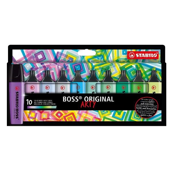 STABILO BOSS ORIGINAL ARTY - Evidenziatore - colori assortiti - inchiostro base acqua - 2-5 mm (pacchetto di 10)