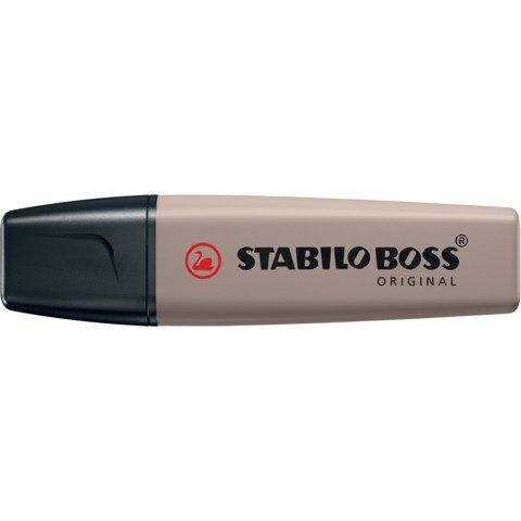 STABILO BOSS ORIGINAL NATURE COLORS EVIDENZIATORE PUNTA A SCALPELLO 2/5 mm CENERE CONF 10 Pz.