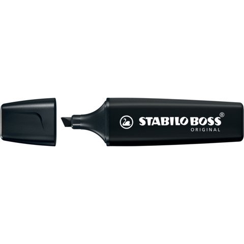 STABILO BOSS ORIGINAL MARCATORE PUNTA A SCALPELLO 2/5 mm NERO CONF 10 Pz.