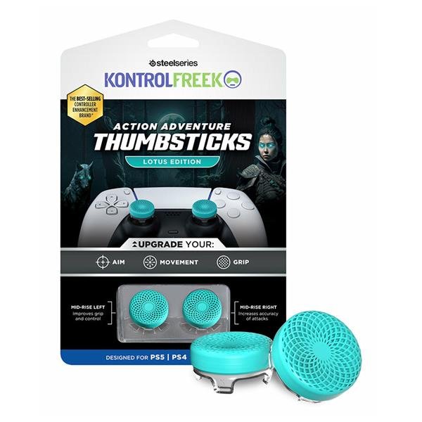 STEELSERIES KONTROLFREEK LOTUS PER PLAYSTATION 5 E PLAYSTATION 4 - LEVETTE AD ALTE PRESTAZIONI - 2 CONCAVE A VITA MEDIA - VERDE ACQUA/TRASPARENTE