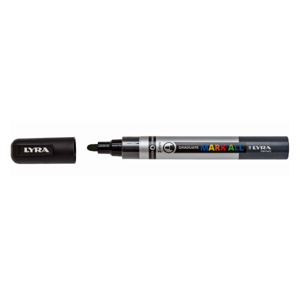 Marcatore a base d'acqua Graduate Mark All - punta tonda 2mm - nero - Lyra