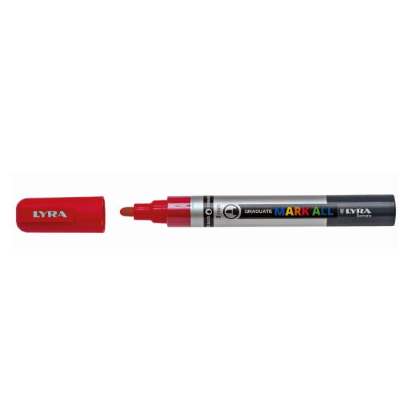 Marcatore a base d'acqua Graduate Mark All - punta tonda 2mm - rosso - Lyra