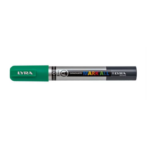 Marcatore a base d'acqua Graduate Mark All - punta tonda 2mm - verde smeraldo - Lyra