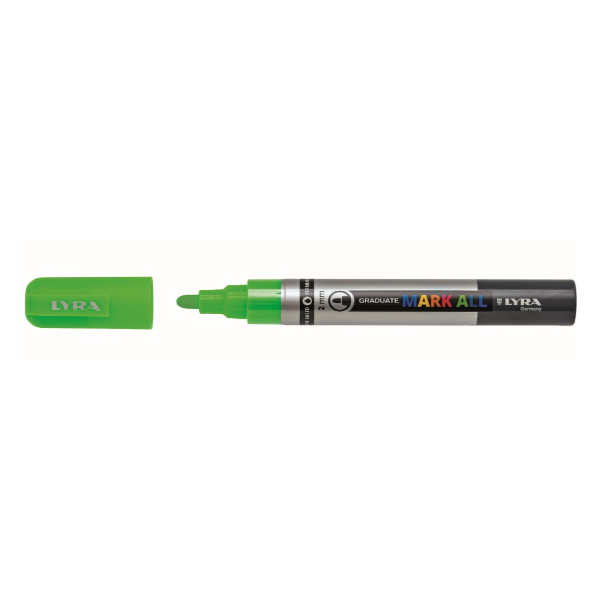 Marcatore a base d'acqua Graduate Mark All - punta tonda 2mm - verde fluo - Lyra