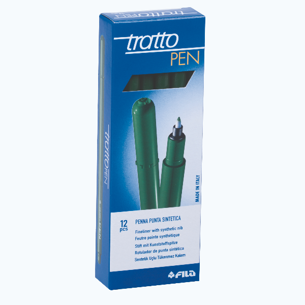 TRATTO TRATTO PEN PENNA PUNTA IN FIBRA CONICA 0.5 mm VERDE BOSCO CONF 12 Pz.