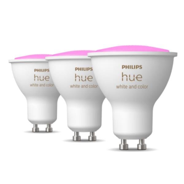 Philips Hue - Lampadina a spot a LED - GU10 - 4.3 W - classe G - 16 milioni di colori/da calda a luce bianca fredda - 2000-6500 K (pacchetto di 3)