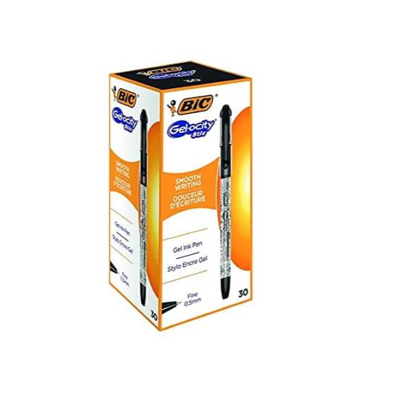 Penne a sfera con cappuccio Gelocity Stic - punta 0,5 mm - nero - Bic - scatola 30 pezzi