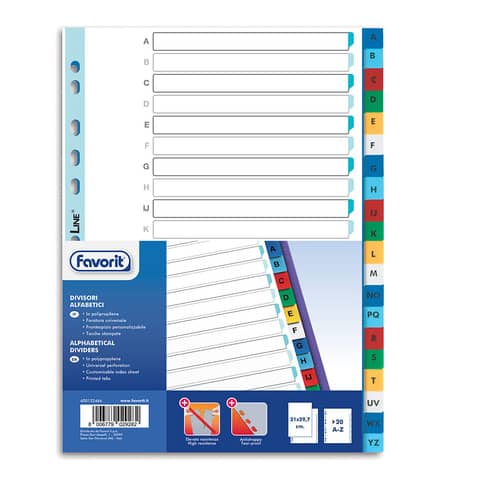 Divisori alfabetici 20 tacche - PP - A4 …