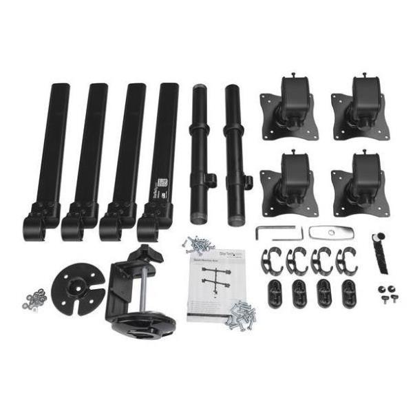 StarTech.com Braccio Articolato da Scrivania per 4 Monitor - Supporto per 4 Schermi VESA fino a 27" - Struttura in Acciaio - Kit montaggio - braccio regolabile - per 4 monitor - acciaio per lavori gravosi - dimensione schermo: 13"-27" - montabile su desk