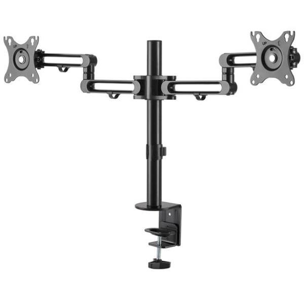 StarTech.com Staffa per due monitor con montaggio su scrivania - Articolabile - Alluminio - Kit montaggio - braccio regolabile - per 2 monitor - Alluminio - nero - dimensione schermo: fino a 32" - montabile su desk