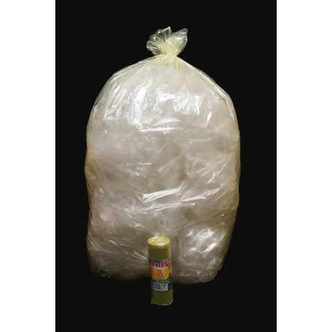 Sacchi - 70 x 110 cm - 110 L - 22 micron - MDPE/HDPE - giallo trasparente - Rolsac - conf. 10 pezzi