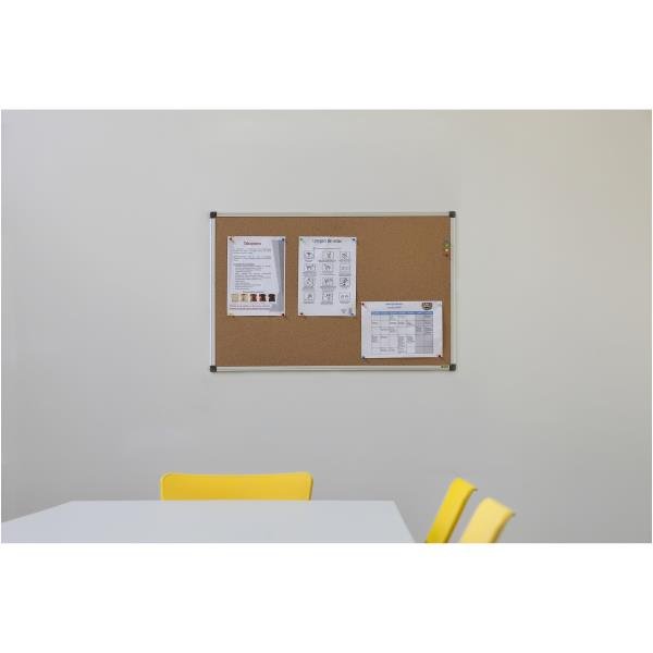 Bi-Office Maya - Bacheca - montabile a parete - 1200 x 900 mm - sughero - naturale - cornice in alluminio