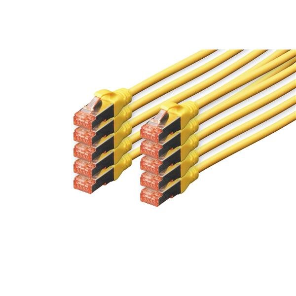 DIGITUS Professional - Cavo patch - RJ-45 (M) a RJ-45 (M) - 2 m - SFTP, PiMF - CAT 6 - IEEE 802.3 - schermato, senza alogeni, antiaggrovigliamento, bloccato - giallo (pacchetto di 10)