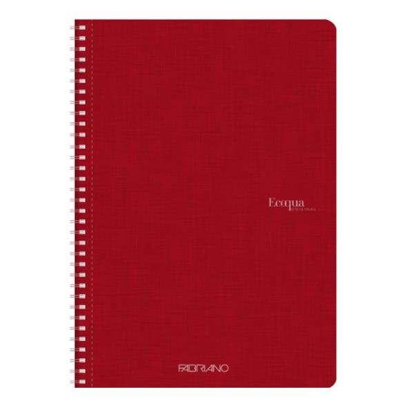 Fabriano EcoQua Original - Taccuino - rilegatura a spirale - A4 - 70 fogli / 140 pagine - slightly ivory paper - bianco - lampone - Sirio Denim paper