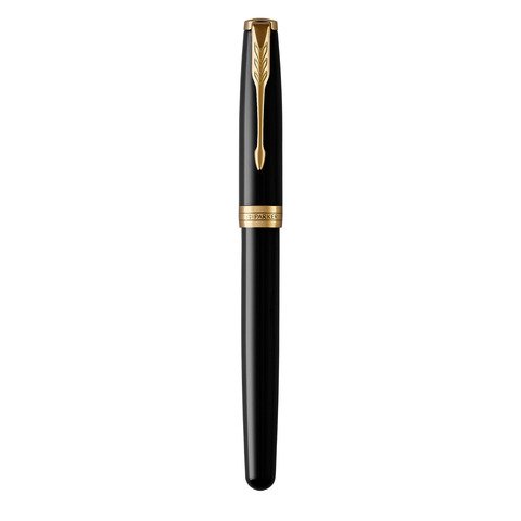 PARKER SONNET LACQUE PENNA STILOGRAFICA CORPO LACCATO NERO FINITURE IN ORO INCHIOSTRO NERO CONFEZIONE REGALO